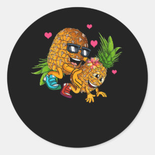 Funny Upside Down Pineapple Swinger Meme Fruit Gra Classic Round Sticker