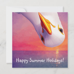 Funny Upside Down Seagull Summer Holiday Card