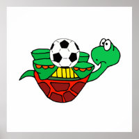 Funny Upside Down Turtle with Soccer Ball