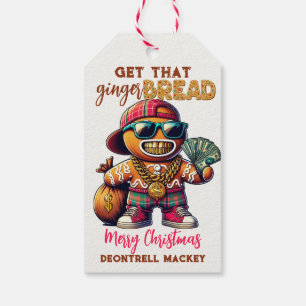 Funny Urban Hip Hop Gingerbread Man Christmas Gift Tags