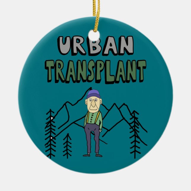 Funny Urban Transplant Remote Working Ceramic Tree Decoration (Front)