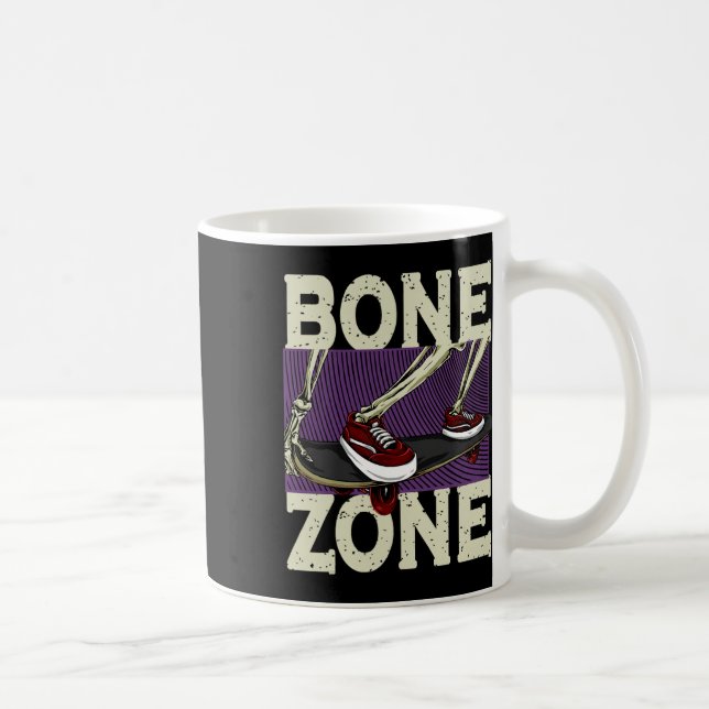 Funny Urn Skeleton Bone Zone Skateboarder Grunge T Coffee Mug (Right)