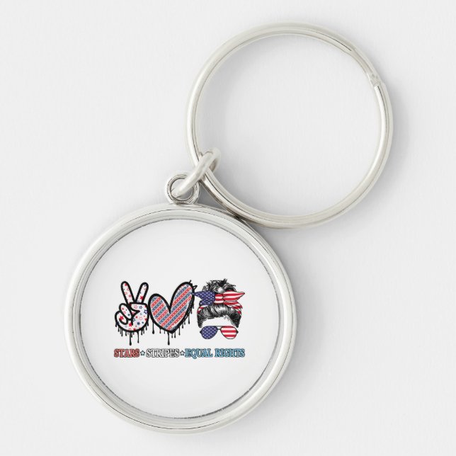 Funny US Flag Patriotic Key Ring (Front)