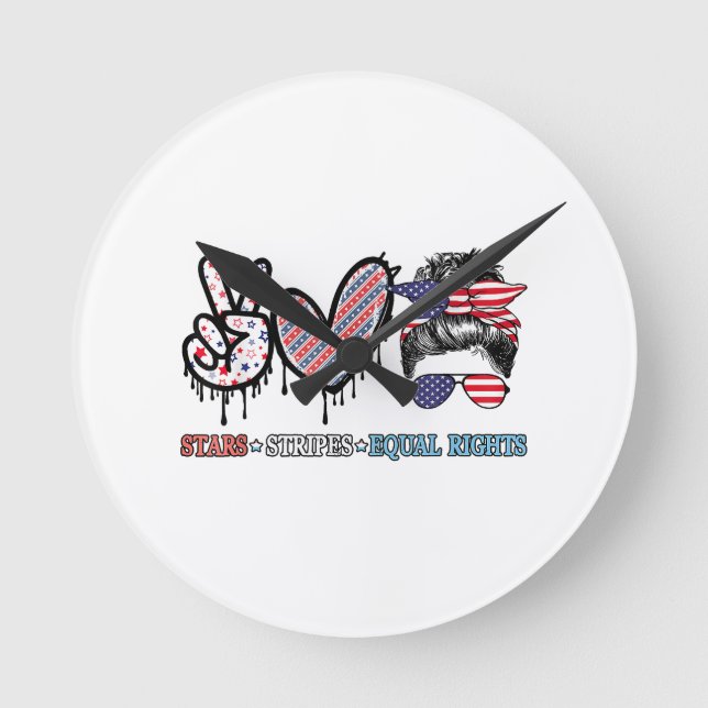 Funny US Flag Patriotic Round Clock (Front)