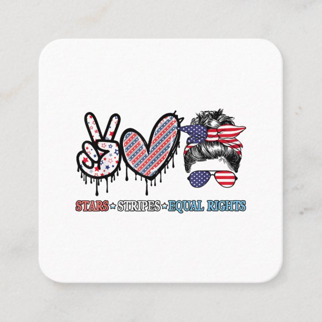 Funny US Flag Patriotic Square Business Card (Front)