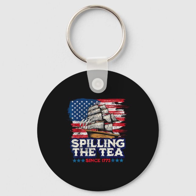 Funny Us History Teacher Boston Slling The Tea Sin Key Ring (Front)
