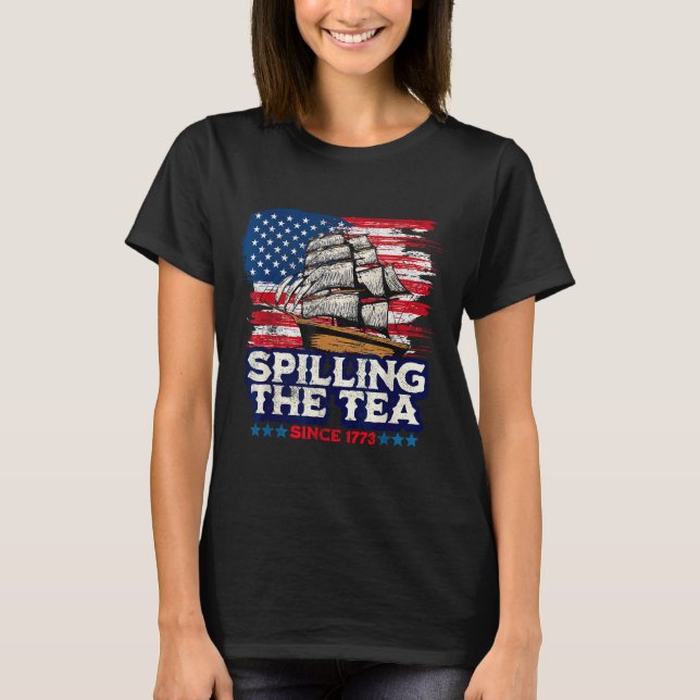 Funny Us History Teacher Boston Slling The Tea Sin T-Shirt (Front)