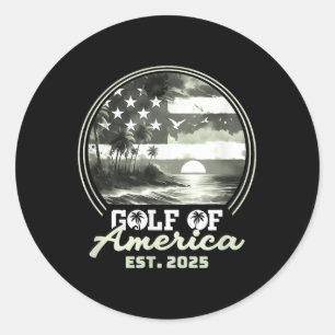 Funny Usa America Shirt Gulf Of Us America Est 202 Classic Round Sticker