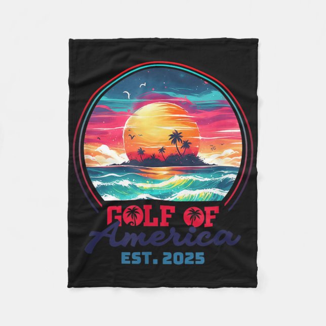 Funny Usa America Shirt Gulf Of Us America Est 202 Fleece Blanket (Front)