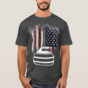Funny USA American Flag Curling T-Shirt