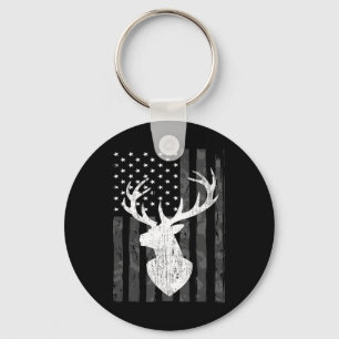 Funny Usa Flag Camouflage Whitetail Buck Deer Hunt Key Ring