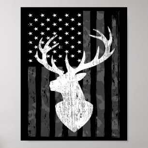 Funny Usa Flag Camouflage Whitetail Buck Deer Hunt Poster