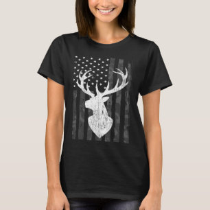 Funny Usa Flag Camouflage Whitetail Buck Deer Hunt T-Shirt