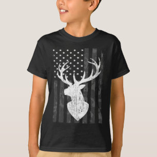 Funny Usa Flag Camouflage Whitetail Buck Deer Hunt T-Shirt