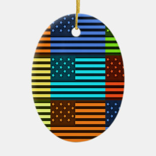 Funny USA Flag Ceramic Tree Decoration
