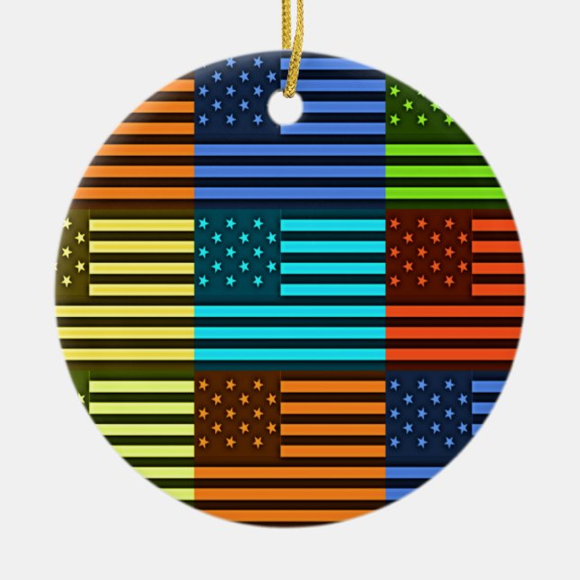 Funny USA Flag Ceramic Tree Decoration (Front)