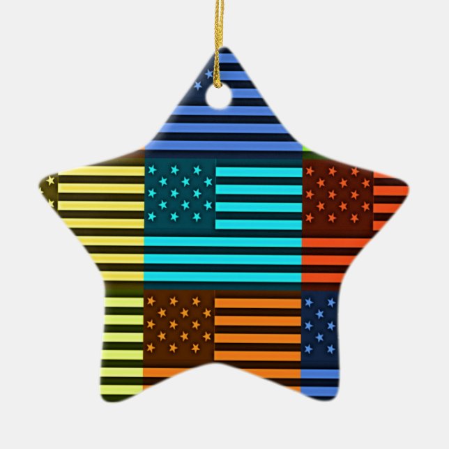Funny USA Flag Ceramic Tree Decoration (Front)