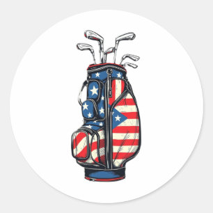Funny Usa Flag Golf Tee 4th Of July Patriotic Golf Classic Round Sticker