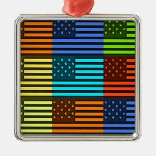 Funny USA Flag Metal Tree Decoration