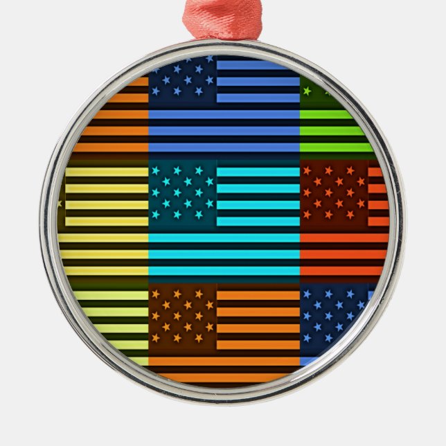 Funny USA Flag Metal Tree Decoration (Front)