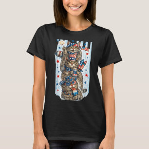 Funny Usa Party Cats Vintage Patriotic Animal T-Shirt