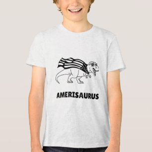 Funny Usa Patriot Dinosaur With Us Flag Gift Men W Tri-Blend Shirt