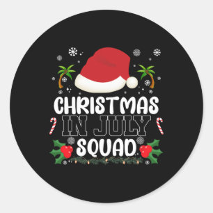 Funny Vacation Christmas In July Squad Xmas Santa Classic Round Sticker