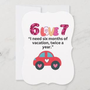 Funny Vacation Humor Valentine's Day Love Car Card