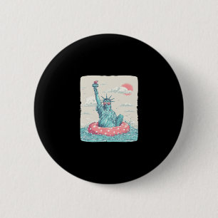 Funny Vacation Liberty Statue In Beach Ring For Po 6 Cm Round Badge