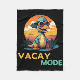 Funny Vacay Mode Cute Dinosaur Family Vacation Sum Fleece Blanket