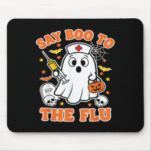 Funny Vaccine Say Boo To The Flu Ghost Nurse Hallo Mouse Mat