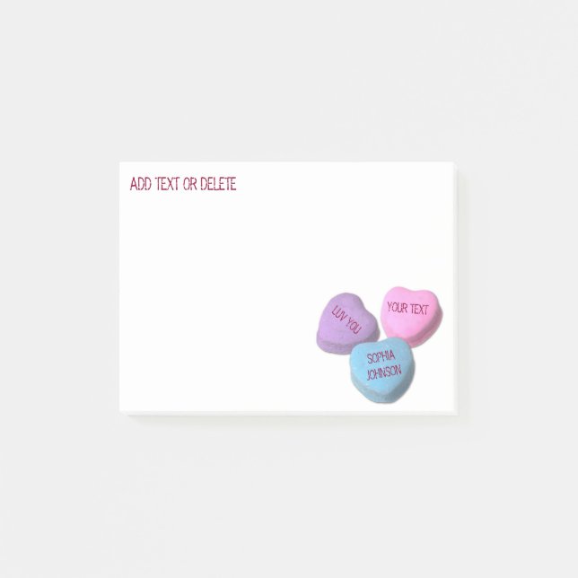 Funny Valentine Candy Heart Custom Words & Sayings Post-it Notes (Front)