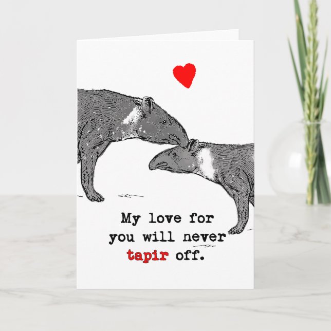 Funny Valentine Card Tapir Lovers with heart -My (Front)