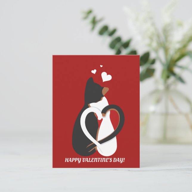 Funny Valentine Cats in Love Card (Standing Front)