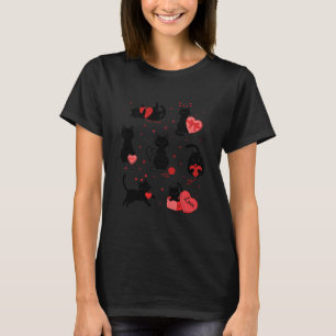 Funny Valentine Cats Love Hearts Cute Cat for Wome T-Shirt