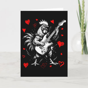 Funny Valentine Chicken Playing Guitar Rock And Ro Card
