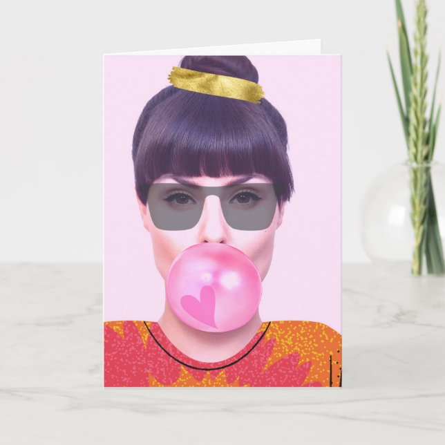 Funny Valentine Cool Lady Chewing Gum Card (Front)