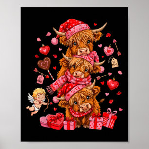 Funny Valentine Cow Lover Xoxo Be Mine Cute Cupid Poster