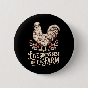 Funny Valentine Cute Chicken Love Grows Best On Th 6 Cm Round Badge