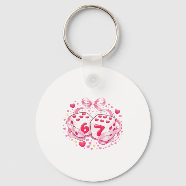 Funny Valentine Dice 6 7 Preppy 67 Six Seven Women Key Ring (Front)
