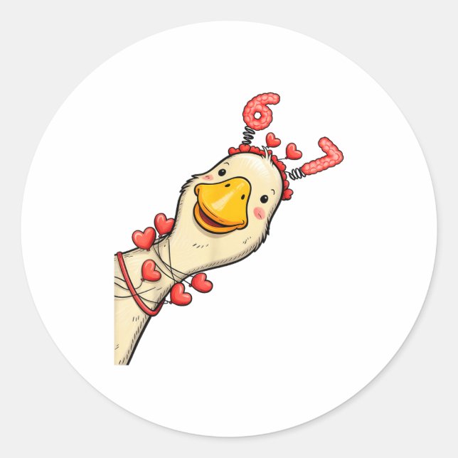 Funny Valentine Goose 6 7 Six Seven Meme Matching  Classic Round Sticker (Front)