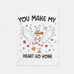 Funny Valentine Goose Coquette You Make My Heart G Fleece Blanket