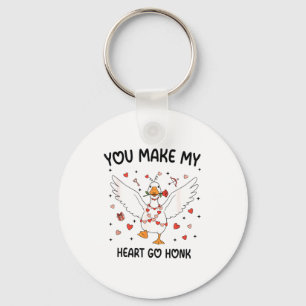 Funny Valentine Goose Coquette You Make My Heart G Key Ring
