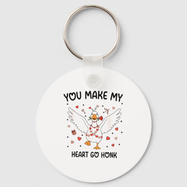 Funny Valentine Goose Coquette You Make My Heart G Key Ring (Front)