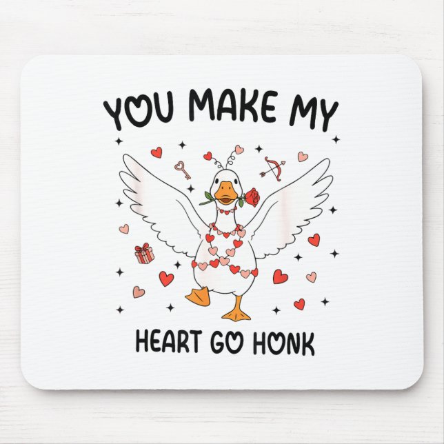 Funny Valentine Goose Coquette You Make My Heart G Mouse Mat (Front)