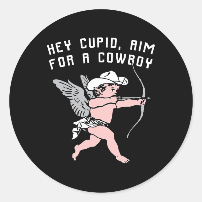Funny Valentine Hey Cupid  Classic Round Sticker (Front)