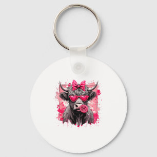 Funny Valentine Highland Cow Lollip Heart Art Nk L Key Ring
