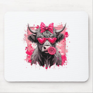 Funny Valentine Highland Cow Lollip Heart Art Nk L Mouse Mat