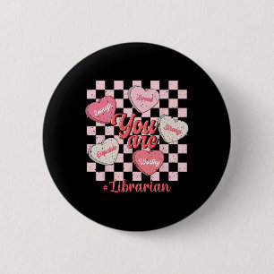 Funny Valentine Librarian Love Heart 6 Cm Round Badge
