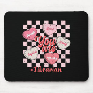 Funny Valentine Librarian Love Heart Mouse Mat